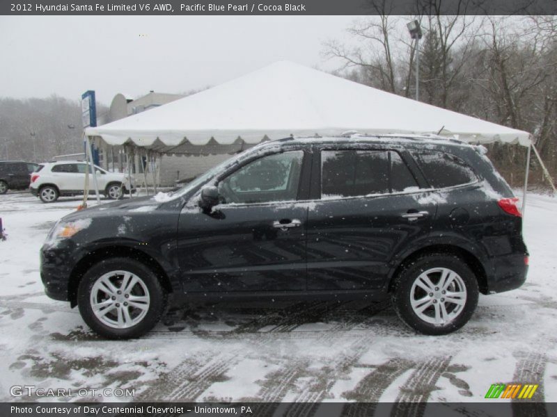 Pacific Blue Pearl / Cocoa Black 2012 Hyundai Santa Fe Limited V6 AWD