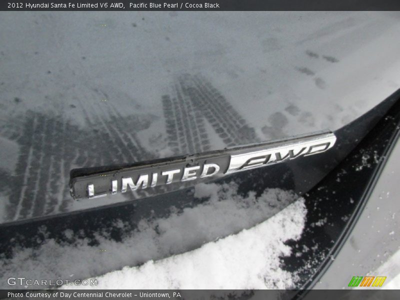 Pacific Blue Pearl / Cocoa Black 2012 Hyundai Santa Fe Limited V6 AWD