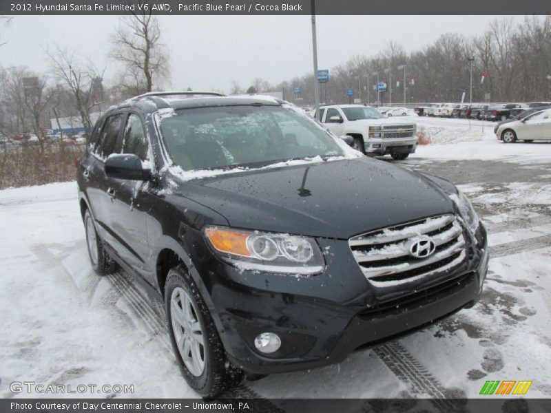 Pacific Blue Pearl / Cocoa Black 2012 Hyundai Santa Fe Limited V6 AWD