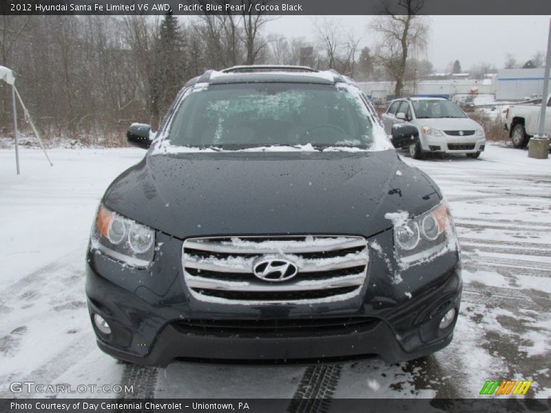 Pacific Blue Pearl / Cocoa Black 2012 Hyundai Santa Fe Limited V6 AWD