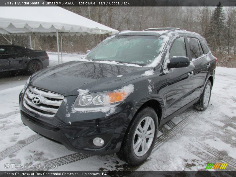 Pacific Blue Pearl / Cocoa Black 2012 Hyundai Santa Fe Limited V6 AWD