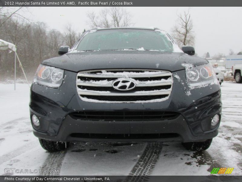 Pacific Blue Pearl / Cocoa Black 2012 Hyundai Santa Fe Limited V6 AWD