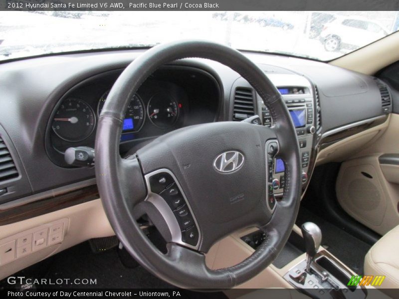 Pacific Blue Pearl / Cocoa Black 2012 Hyundai Santa Fe Limited V6 AWD