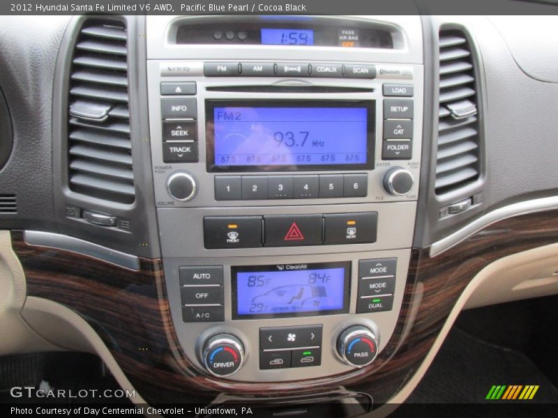 Pacific Blue Pearl / Cocoa Black 2012 Hyundai Santa Fe Limited V6 AWD