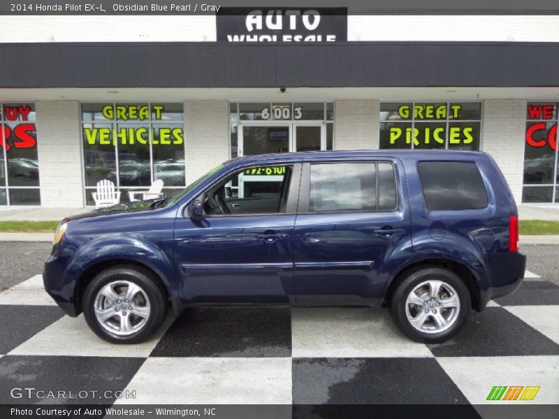 Obsidian Blue Pearl / Gray 2014 Honda Pilot EX-L