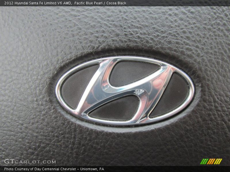 Pacific Blue Pearl / Cocoa Black 2012 Hyundai Santa Fe Limited V6 AWD