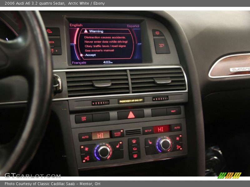 Arctic White / Ebony 2006 Audi A6 3.2 quattro Sedan