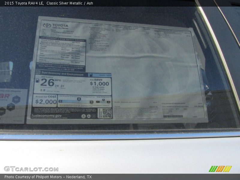 Classic Silver Metallic / Ash 2015 Toyota RAV4 LE