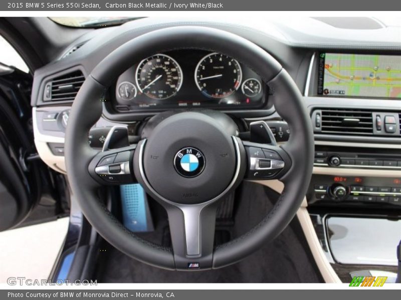 Carbon Black Metallic / Ivory White/Black 2015 BMW 5 Series 550i Sedan