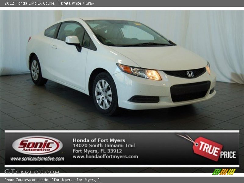 Taffeta White / Gray 2012 Honda Civic LX Coupe