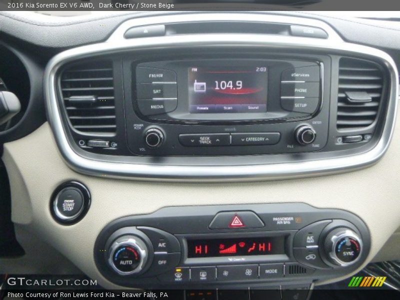 Controls of 2016 Sorento EX V6 AWD