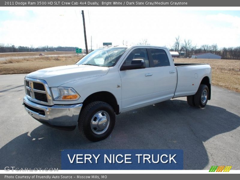 Bright White / Dark Slate Gray/Medium Graystone 2011 Dodge Ram 3500 HD SLT Crew Cab 4x4 Dually