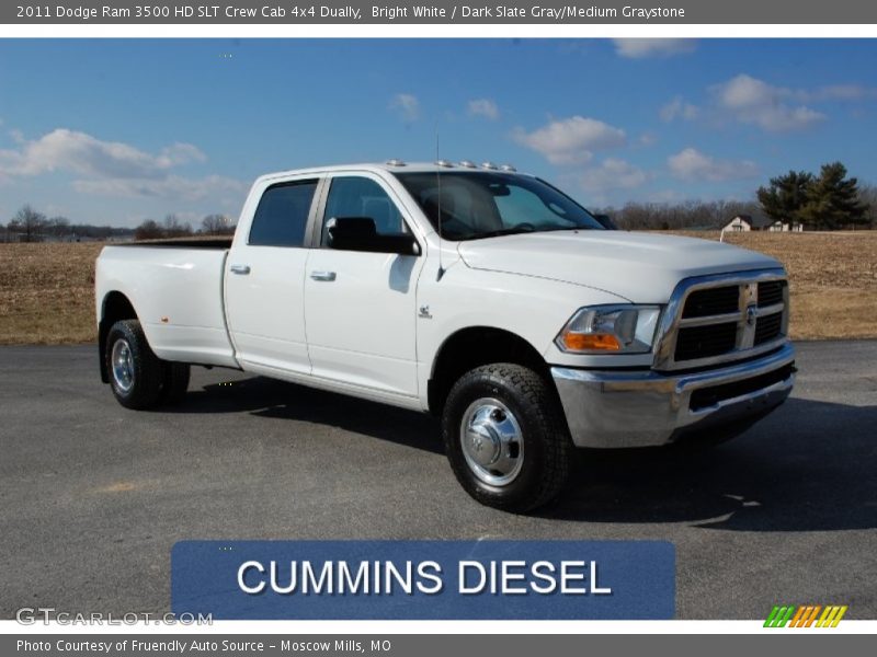 Bright White / Dark Slate Gray/Medium Graystone 2011 Dodge Ram 3500 HD SLT Crew Cab 4x4 Dually