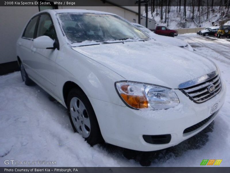White / Beige 2008 Kia Spectra EX Sedan