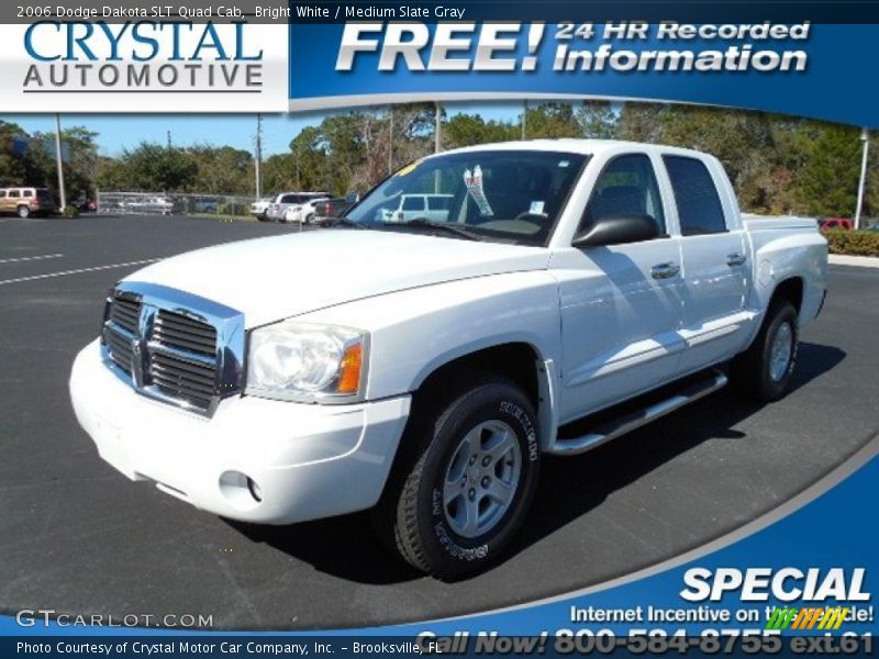 Bright White / Medium Slate Gray 2006 Dodge Dakota SLT Quad Cab