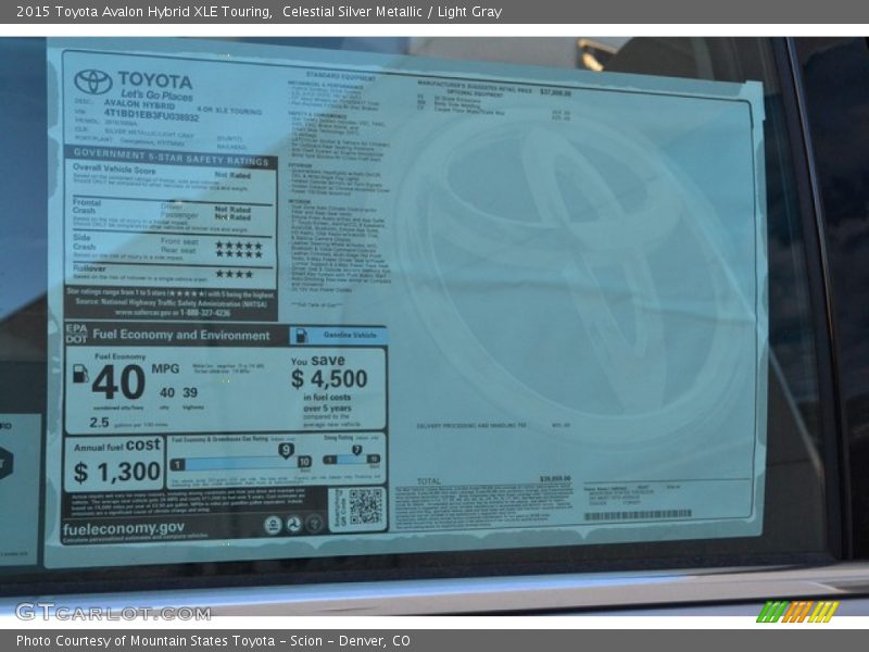 Celestial Silver Metallic / Light Gray 2015 Toyota Avalon Hybrid XLE Touring