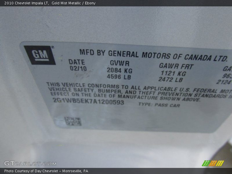 Gold Mist Metallic / Ebony 2010 Chevrolet Impala LT