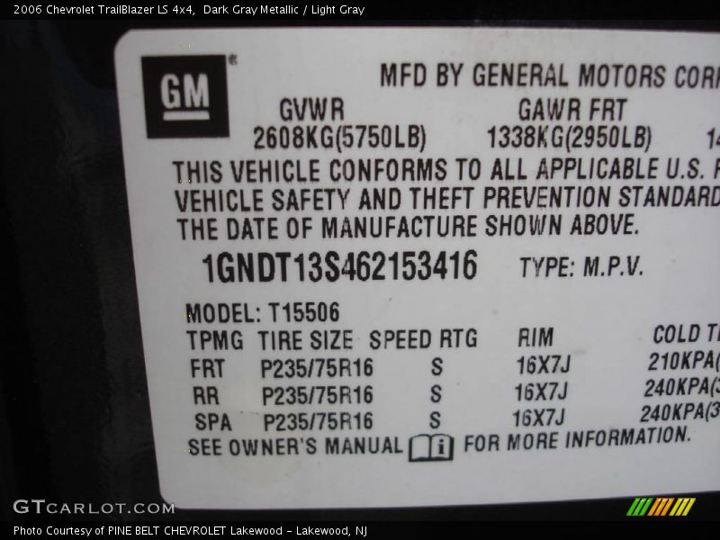 Dark Gray Metallic / Light Gray 2006 Chevrolet TrailBlazer LS 4x4