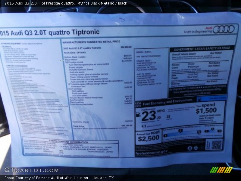 Mythos Black Metallic / Black 2015 Audi Q3 2.0 TFSI Prestige quattro