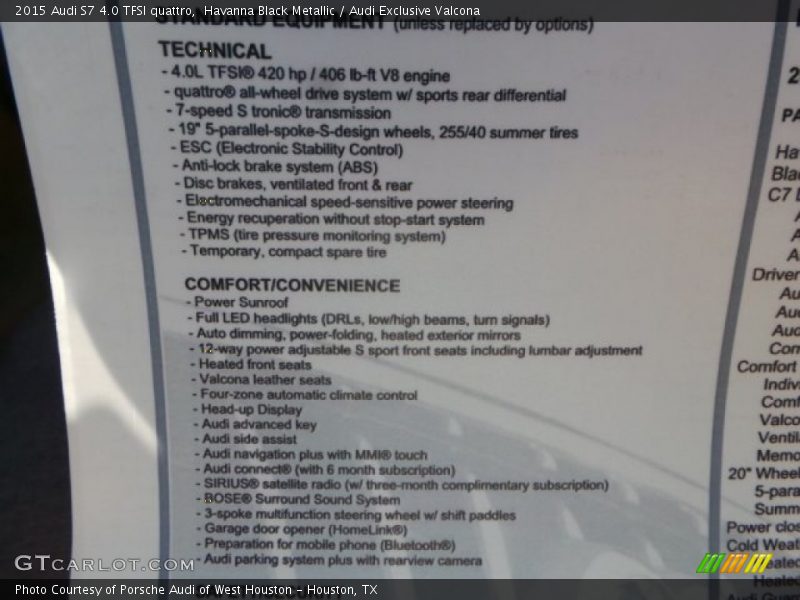 Havanna Black Metallic / Audi Exclusive Valcona 2015 Audi S7 4.0 TFSI quattro