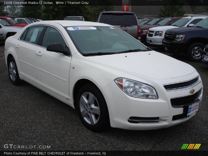 White / Titanium Gray 2008 Chevrolet Malibu LS Sedan