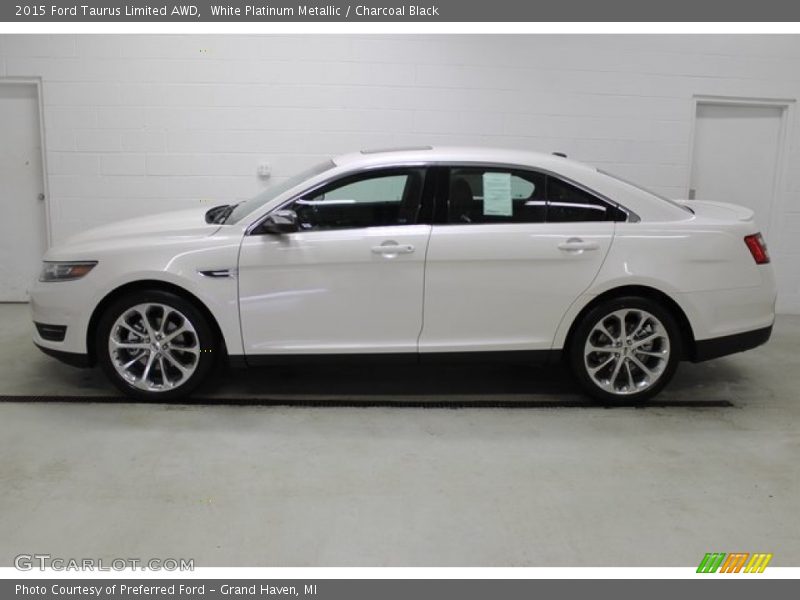 White Platinum Metallic / Charcoal Black 2015 Ford Taurus Limited AWD