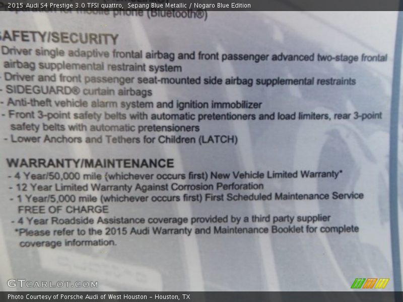 Sepang Blue Metallic / Nogaro Blue Edition 2015 Audi S4 Prestige 3.0 TFSI quattro
