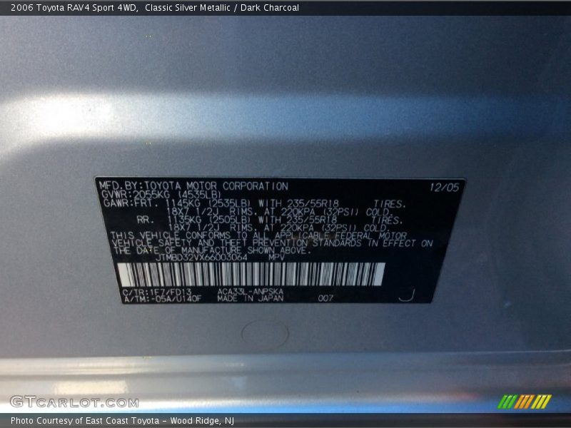 Classic Silver Metallic / Dark Charcoal 2006 Toyota RAV4 Sport 4WD