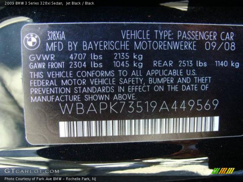 Jet Black / Black 2009 BMW 3 Series 328xi Sedan