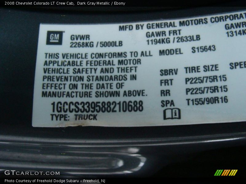 Dark Gray Metallic / Ebony 2008 Chevrolet Colorado LT Crew Cab