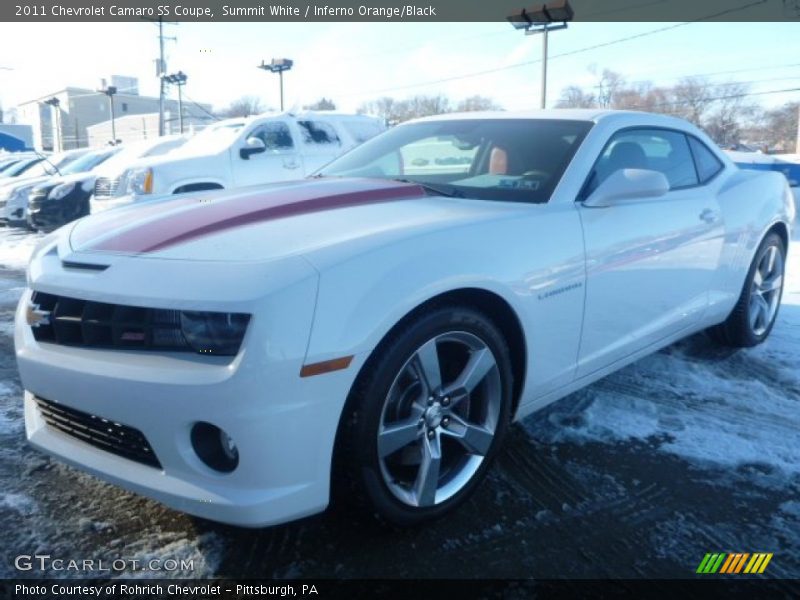 Summit White / Inferno Orange/Black 2011 Chevrolet Camaro SS Coupe