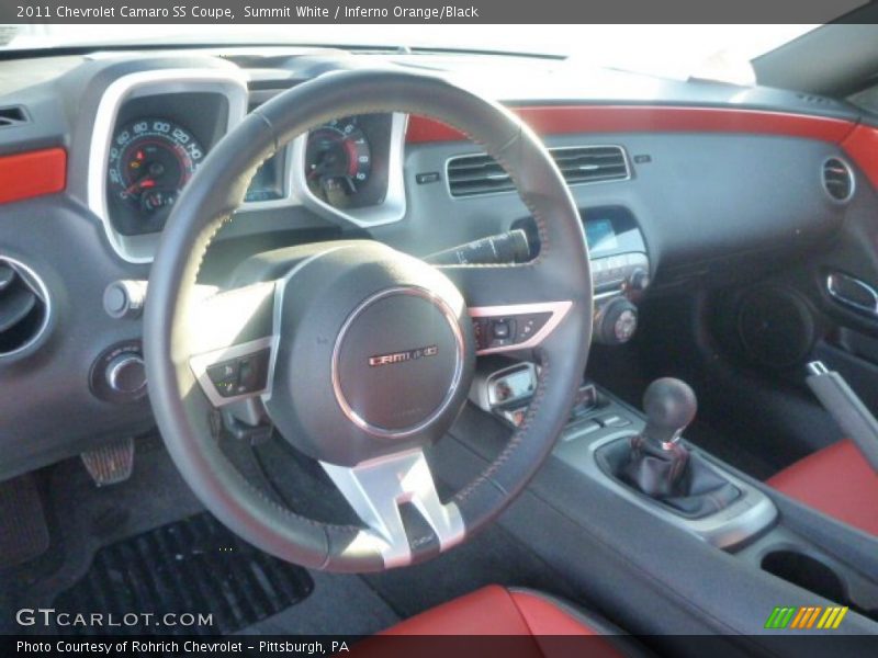 Summit White / Inferno Orange/Black 2011 Chevrolet Camaro SS Coupe