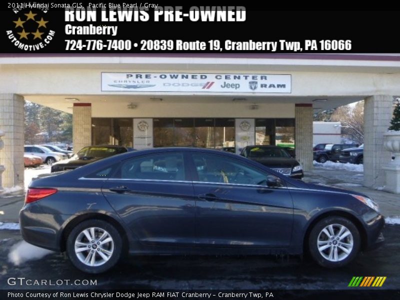 Pacific Blue Pearl / Gray 2011 Hyundai Sonata GLS