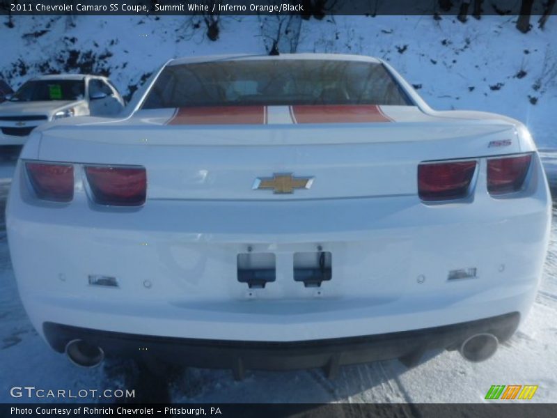 Summit White / Inferno Orange/Black 2011 Chevrolet Camaro SS Coupe