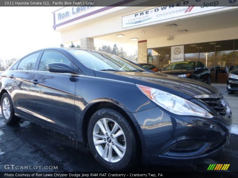 Pacific Blue Pearl / Gray 2011 Hyundai Sonata GLS
