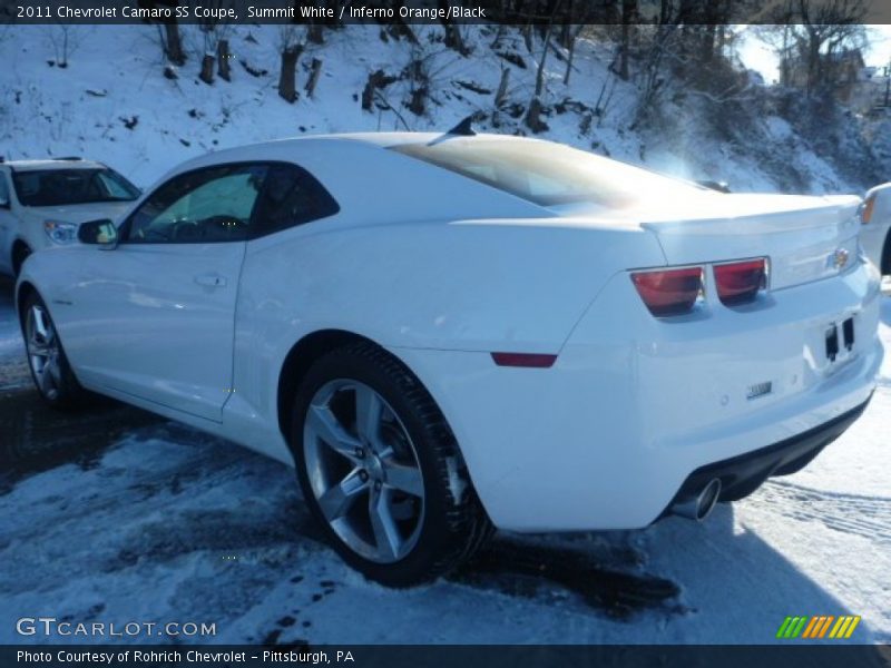 Summit White / Inferno Orange/Black 2011 Chevrolet Camaro SS Coupe
