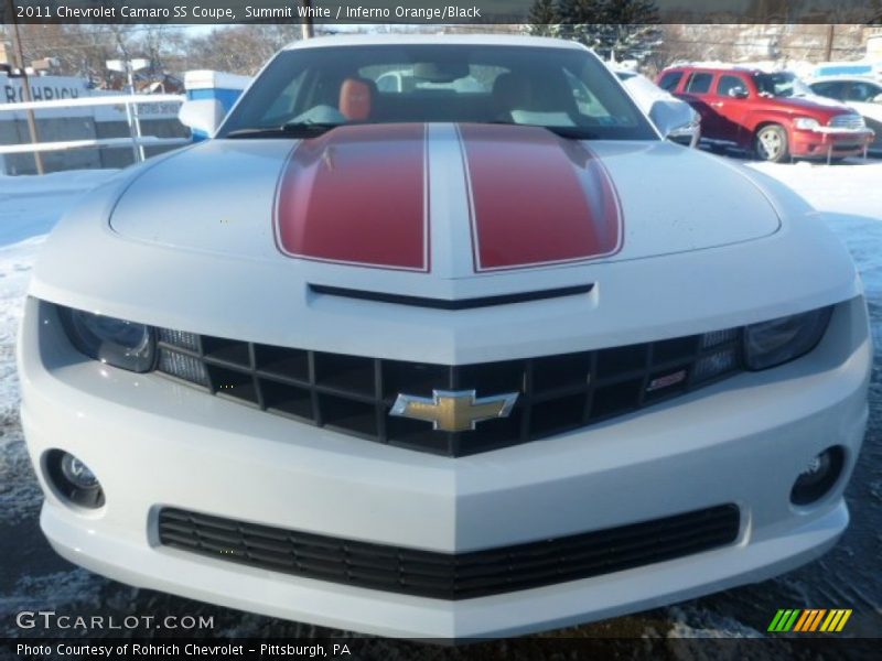 Summit White / Inferno Orange/Black 2011 Chevrolet Camaro SS Coupe