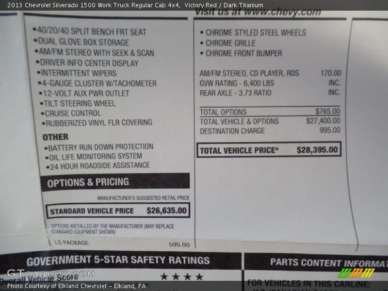 Victory Red / Dark Titanium 2013 Chevrolet Silverado 1500 Work Truck Regular Cab 4x4