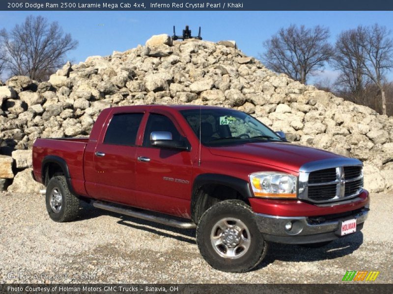 Inferno Red Crystal Pearl / Khaki 2006 Dodge Ram 2500 Laramie Mega Cab 4x4