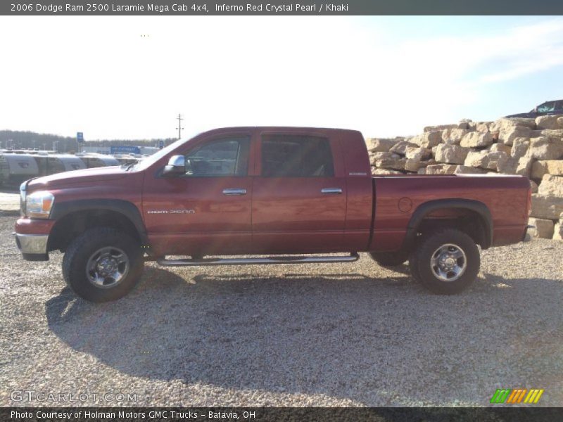 Inferno Red Crystal Pearl / Khaki 2006 Dodge Ram 2500 Laramie Mega Cab 4x4