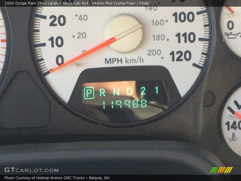 Inferno Red Crystal Pearl / Khaki 2006 Dodge Ram 2500 Laramie Mega Cab 4x4