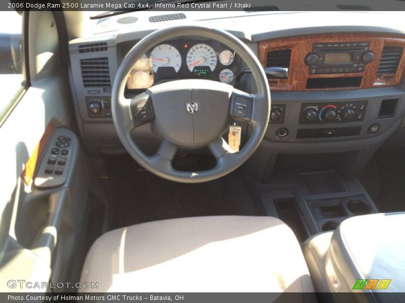 Inferno Red Crystal Pearl / Khaki 2006 Dodge Ram 2500 Laramie Mega Cab 4x4