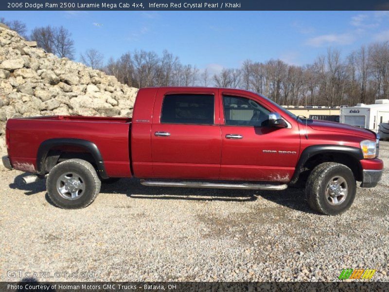 Inferno Red Crystal Pearl / Khaki 2006 Dodge Ram 2500 Laramie Mega Cab 4x4