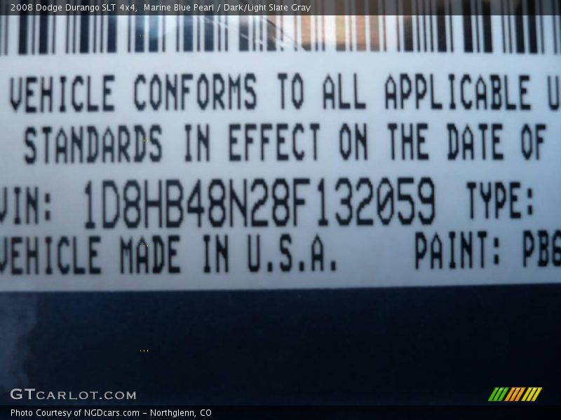 Marine Blue Pearl / Dark/Light Slate Gray 2008 Dodge Durango SLT 4x4