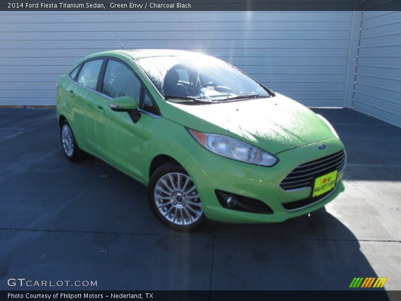 Green Envy / Charcoal Black 2014 Ford Fiesta Titanium Sedan