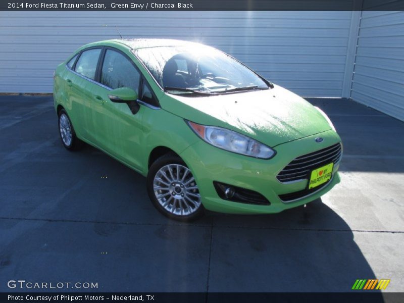 Green Envy / Charcoal Black 2014 Ford Fiesta Titanium Sedan