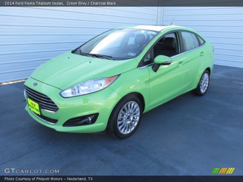 Green Envy / Charcoal Black 2014 Ford Fiesta Titanium Sedan