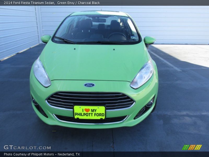 Green Envy / Charcoal Black 2014 Ford Fiesta Titanium Sedan