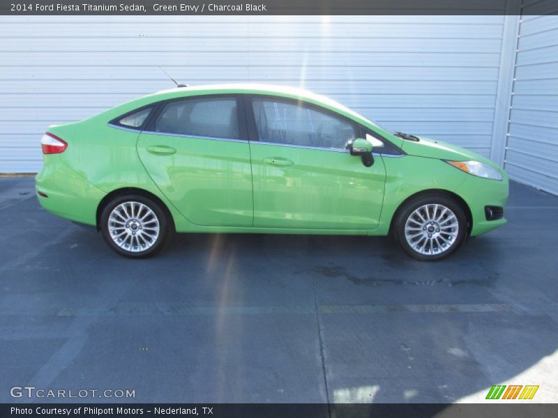 Green Envy / Charcoal Black 2014 Ford Fiesta Titanium Sedan