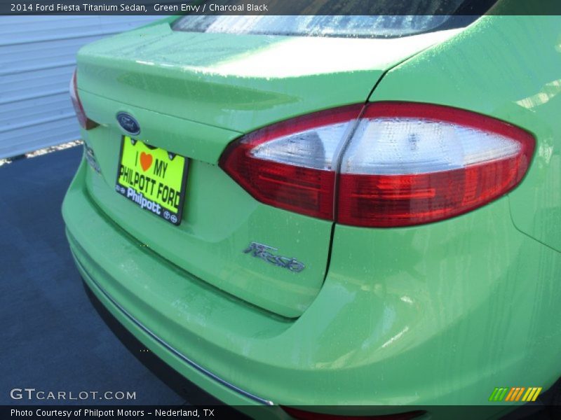 Green Envy / Charcoal Black 2014 Ford Fiesta Titanium Sedan